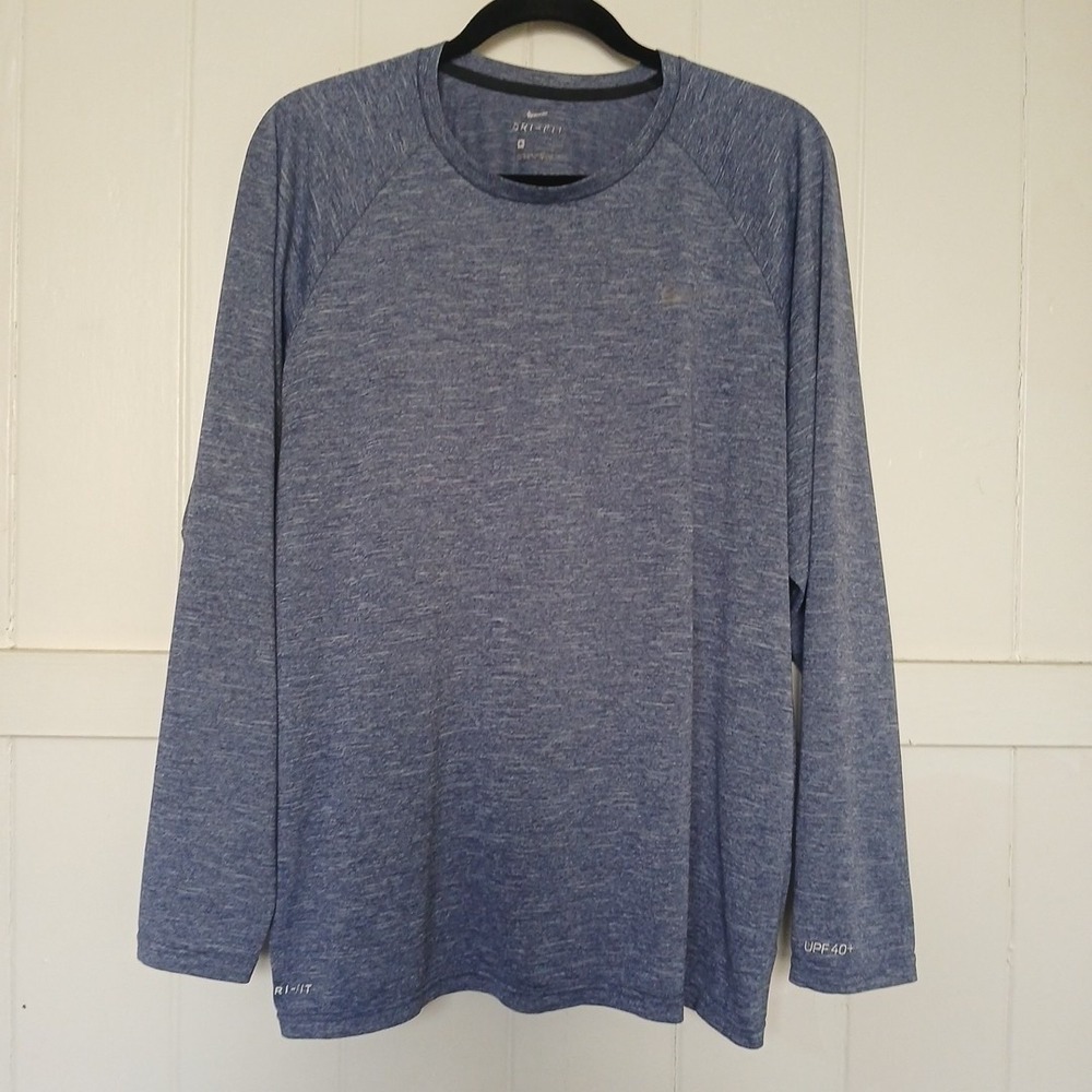 Nike Swim Shirt Dri-Fit Essential Hydroguard UPF 40+ Men's XL Blue Long Sleeve *